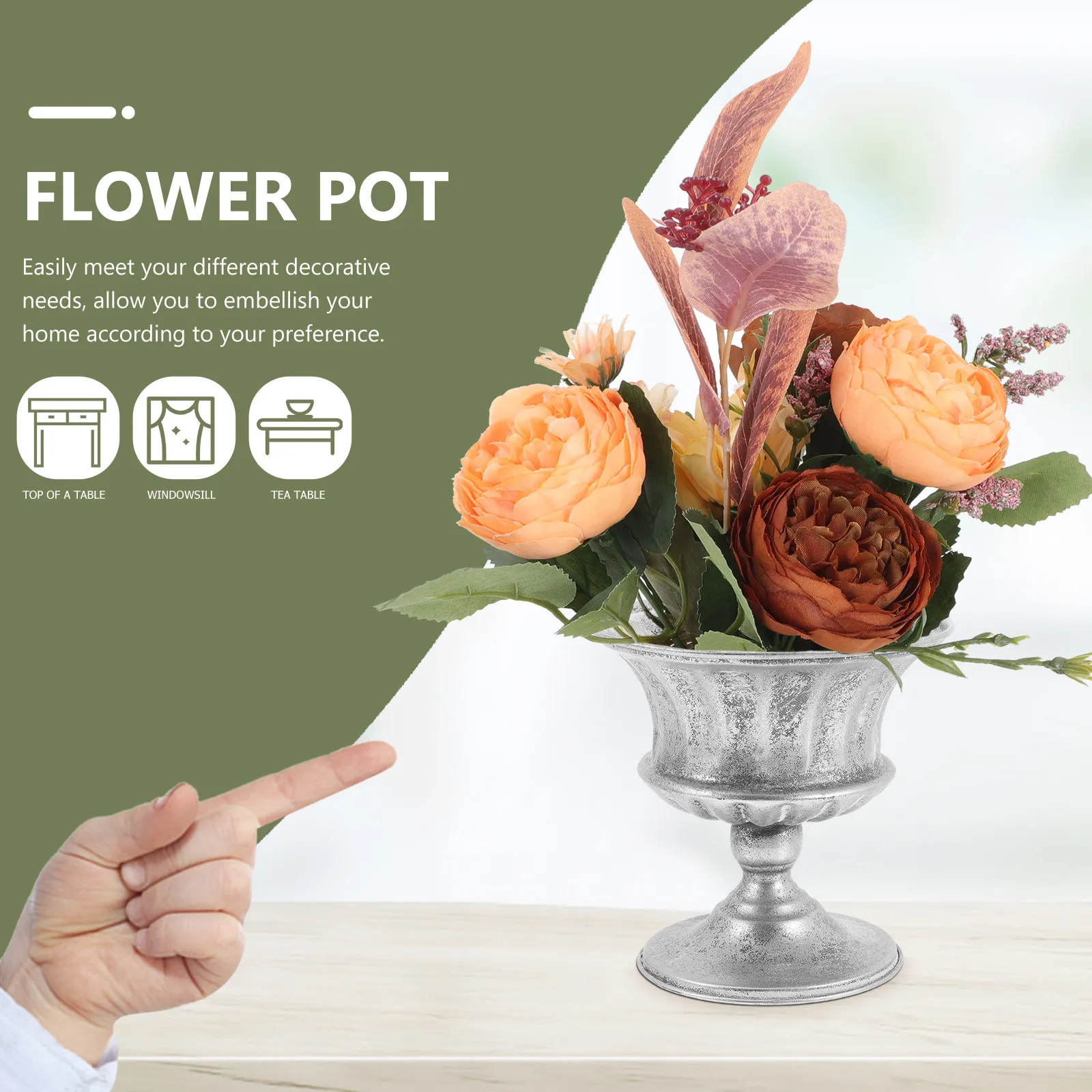 Vintage Iron Urn Planter Retro Flower Container Garden Decor Succulent Plant Pot Iron Flowerpot Outdoor Planter Garden Ornament