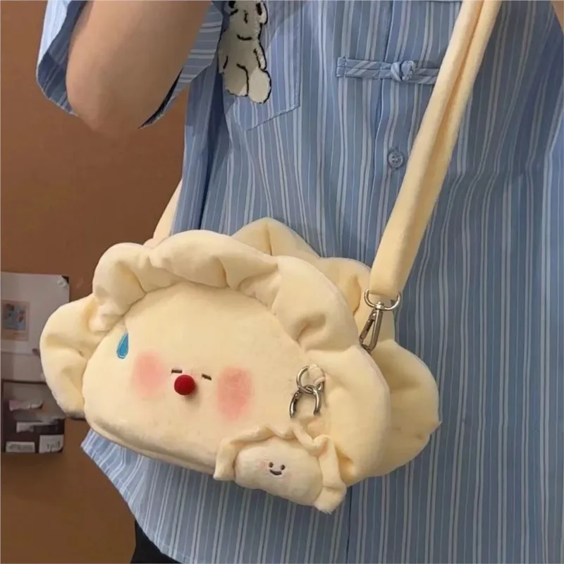 

JIAERDI Sweet Cute Dumpling Shoulder Bag Women Anime Transparent Small Capacity Ita Bag Women Cartoon Plush Ruffle Crossbody Bag