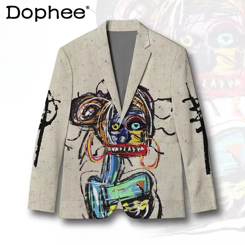 

2025 Autumn New Trend Men's and Women's High-end Suit Jackets Art Graffiti Blazers Long Sleeve Unique Personality Tailored Coats