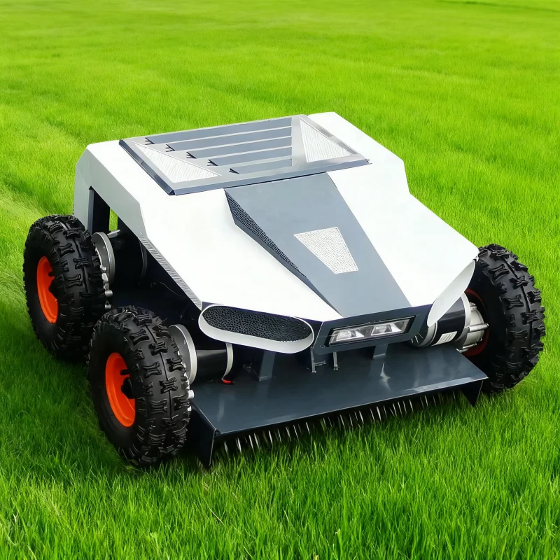 Ferngesteuerter Rasenmäher, elektrischer Roboter, Allradantrieb, intelligenter Rasenmäher mit Schneeschaufel, geeignet für Obstgärten, Rasenflächen, Innenhöfe