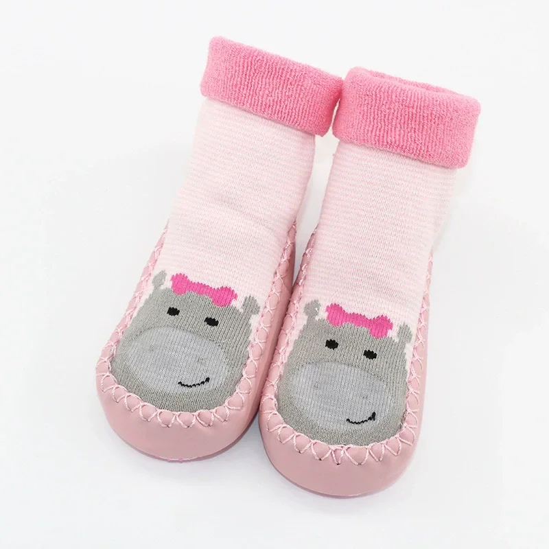

Baby Boys Girls Shoes Toddlers Non-Skid Indoor Kids Terry Thickening Slipper Warm Cartoon Casual Children Cotton Knitted Shoes