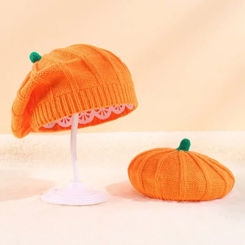 Halloween Decoration Pumpkin Beret Parent-Child Knitted Hat Warm Party Knitted Hat 2023 Halloween Decoration Supplies