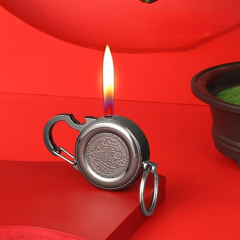 

New Year's Multifunctional Keychain Lighter, Vintage Inflatable Lighter with Bottle Opener, Men's Portable Accessory Lighter