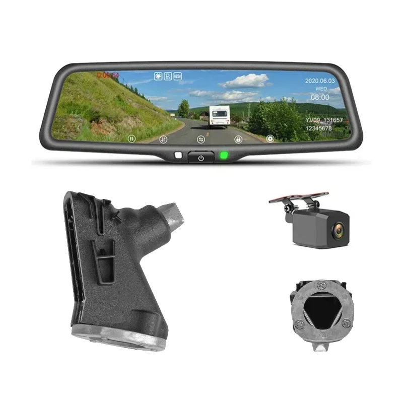 1080P שני ערוצים 9.66 אינץ 'Dashcam אוטומטי LCD תצוגה אחורית לרכב תיבת שחורה עם תושבת עבור פורד ריינג'ר
