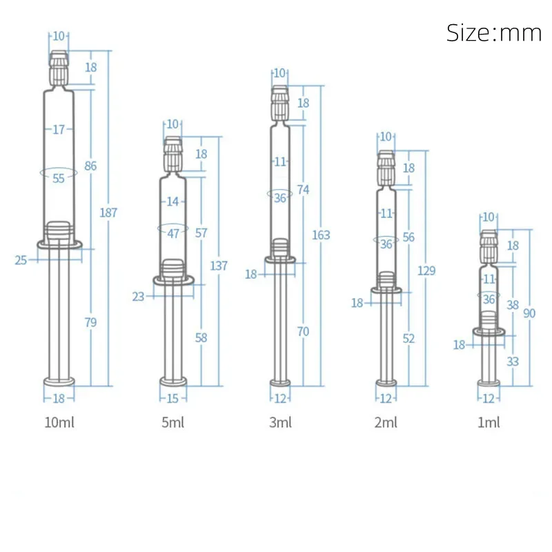 1ml 2ml 3ml 5ml 10ml Cosmetic Clear Small Syringe Bottles Empty Plastic Essence Hyaluronic Prefilled Dispossiable Packing Tubes