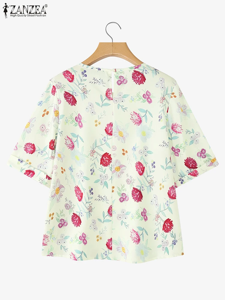 ZANZEA Women Blouses Vintage Floral Printing Shirts 2025 Summer Half Sleeve Casual Holiday Tops Tunic Loose Blusas Oversized