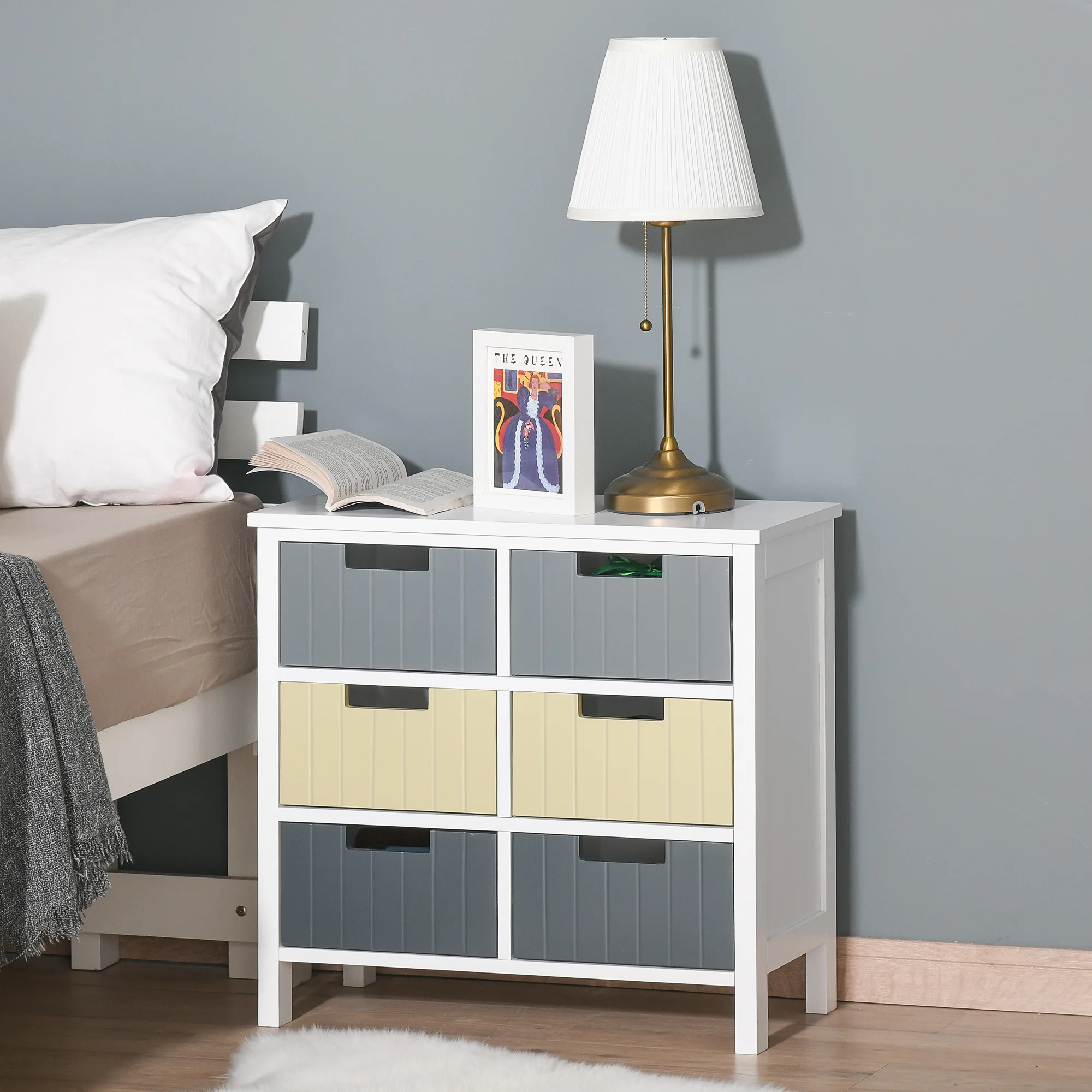 HOMCOM Cómoda de Madera con 6 Cajones para Dormitorio Salón Baño 62x28x58 cm