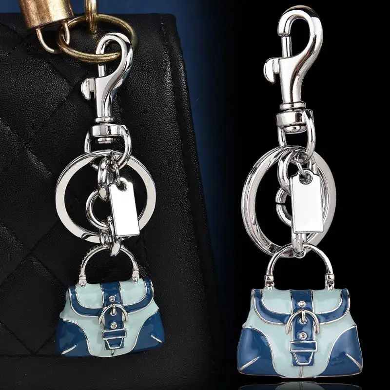 Vintage Mini Bag Charm Enamel Keychain Lightweight Portable Luggage Briefcase Decor Pendant Lovely Surprise Gift for Commute