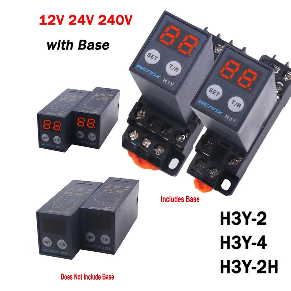 

H3Y-2/H3Y-4 DC12V DC24V AC220V Liquid Crystal Time Relay Dual Time with Base Small Digital Display Cycle Time Control Delayer