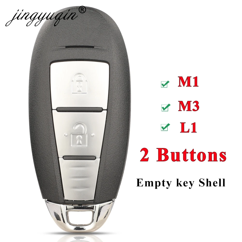 jingyuqin 2BT Smart Card Key Shell for Suzuki Vitara Alivio S-CROSS SX4 Swift Car Remote Emergency Key Replacement Case L1 M1 M3