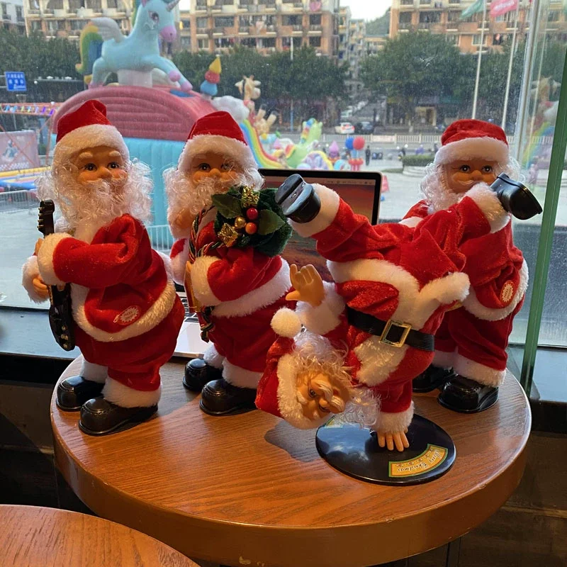 الرقص الكهربائي سانتا كلوز مع الغيتار الموسيقية عيد الميلاد الديكور لعبة هدية مجموعة احتفالية الجدة الكمامة العنصر #1