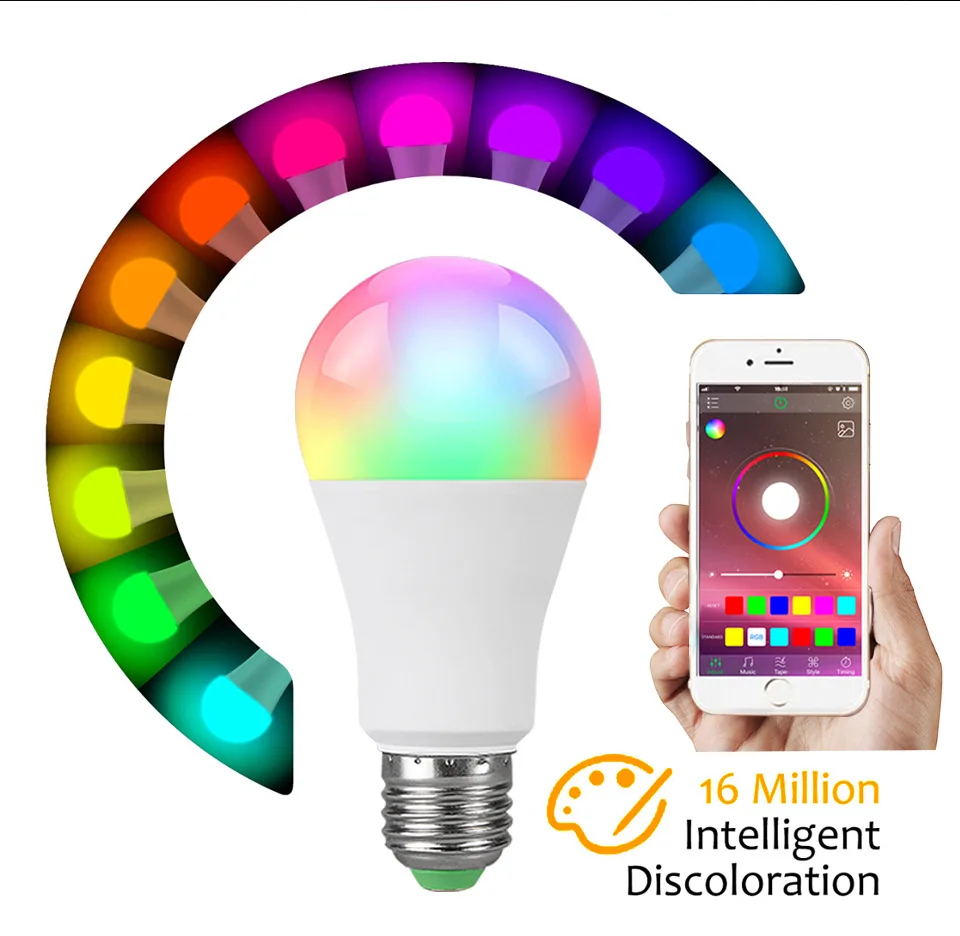 E27 RGBW Color-Changing Smart Bulb, Bluetooth LED Night Light (Warm Light Mode), Ideal for Bedroom/Home Lighting