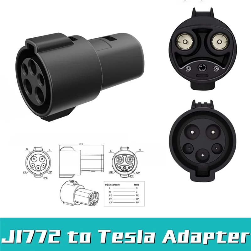 Adaptor Pengisi Daya LENZ J1772 untuk Model Tesla 3 Y S X, Adaptor SAE J1772 EV J1772 Ke untuk Tesla