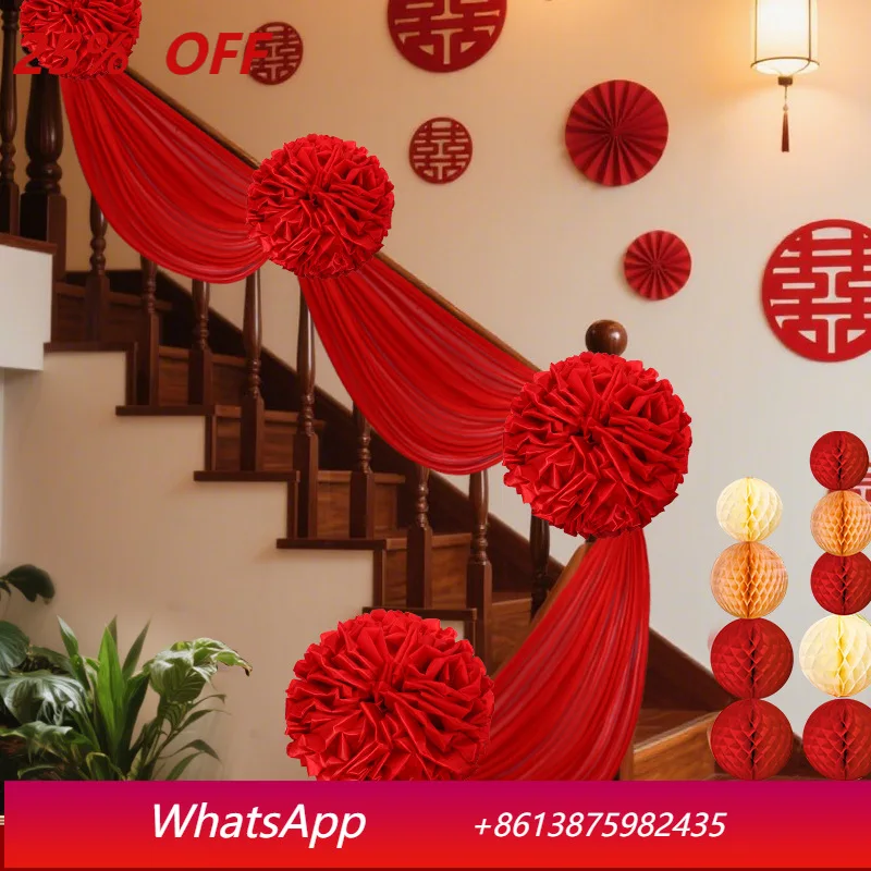 

LH big safflower wedding room arrangement set staircase handrail villa decoration latte flower supplies