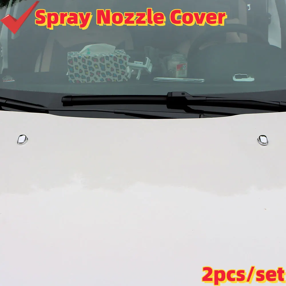 2xFront Wiper Nozzle Cover for Peugeot 2008 208 2014-2018 ABS Chrome Water Spray Nozzle Trim Sticker