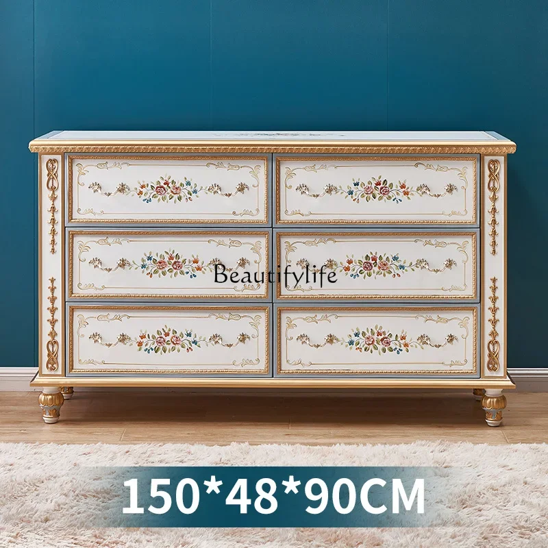 

FG10European and American French furniture retro painted locker storage cabinet solid wood