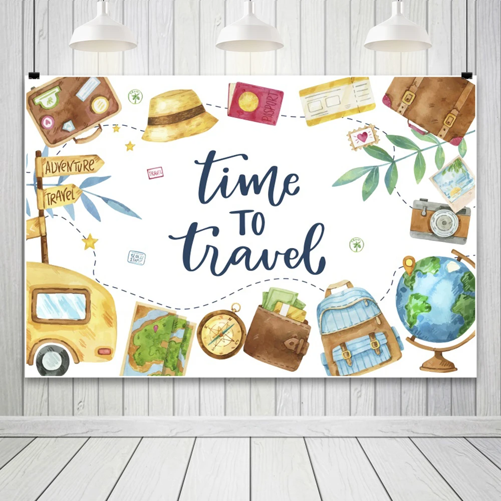 Kinder 1. Geburtstag Party Hintergrund Flugzeug Bus Welt Reisekarte Transport Fotografie Hintergrund Kuchen Zerquetschen Party Dekor