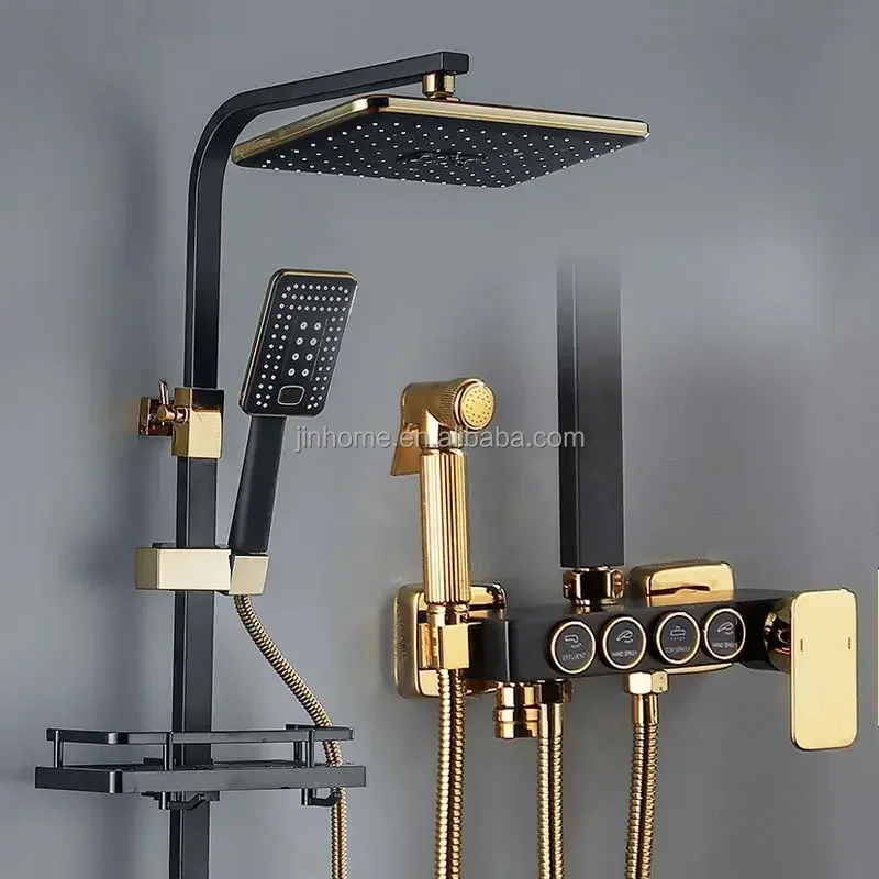 005 High Quality With 5 Years Warranty Thermostatic Shower Set Brass 4 Functions Shower System Bathroom Shower Faucet