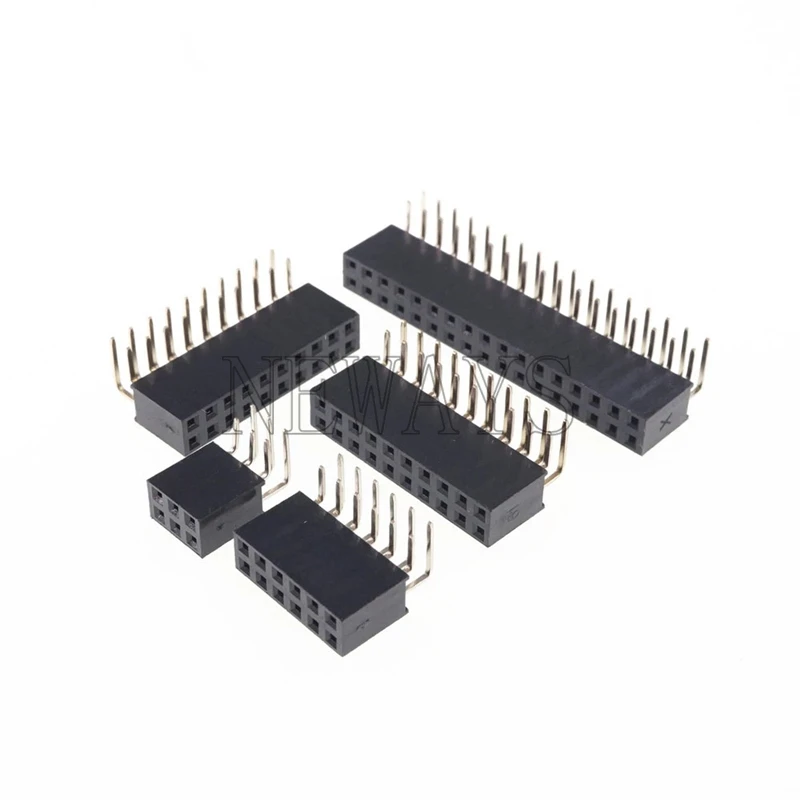 10Pcs 2.54mm Pitch Right Angle Plug Double Row Female 2X2P/3/4/5/6/8/10/16/20/25/30/40Pin Double Row Female PCB Connector Socket
