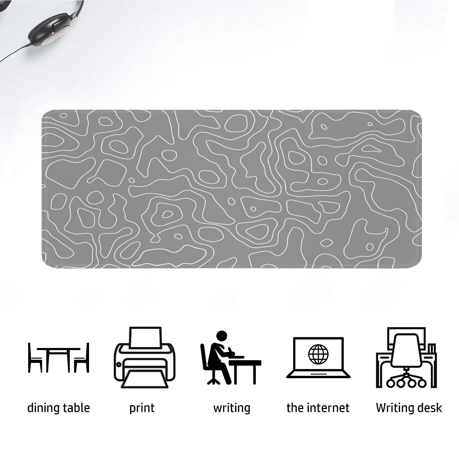 Minimalist Topographic Map Gaming Mouse Pad Large Computer Desk Mat Office Accessories Long Keyboard Pad Game Mousepad