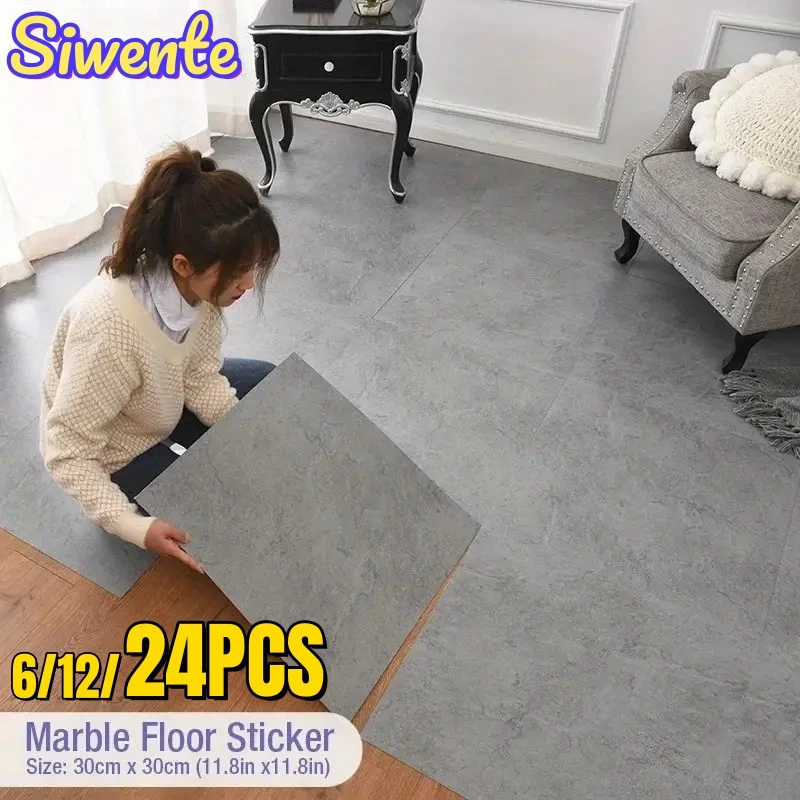 

Thick Imitation Marble Self-Adhesive Floor Stickers Wall Tiles Non-Slip Waterproof Vinyl Sticker for Kitchen Bathroom Renovation