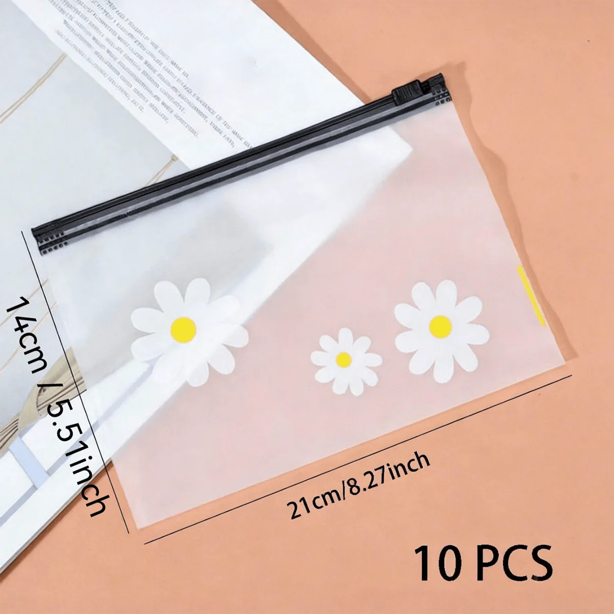 10pcs Print Daisy Packaging Bag Reusable Portable Storage Management Family Package Bag Cosmetics Daily Necessities Storage Bags