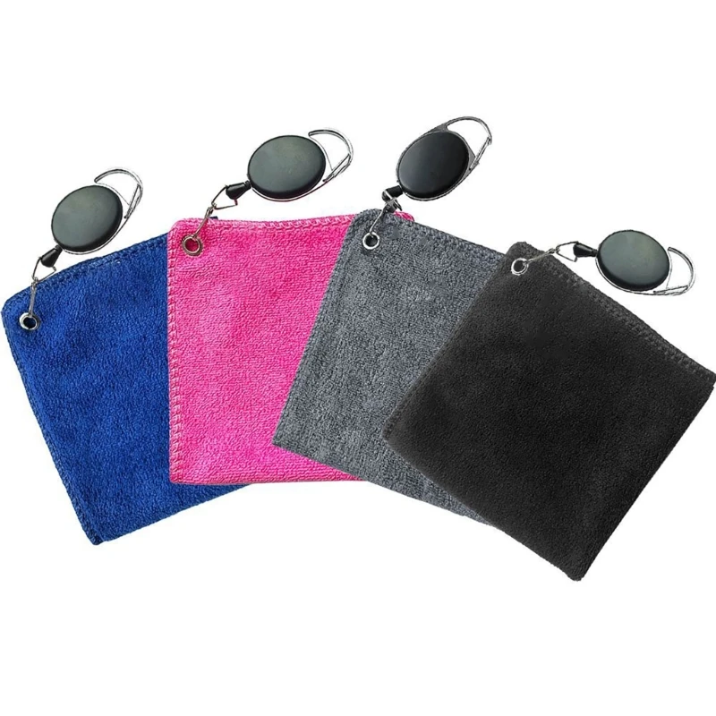 2024 New Golf Towel Microfibre Cleaning Cloth for Golfers Absorbent and Quick Drying with Retractable Hook for Sports Enthusiast