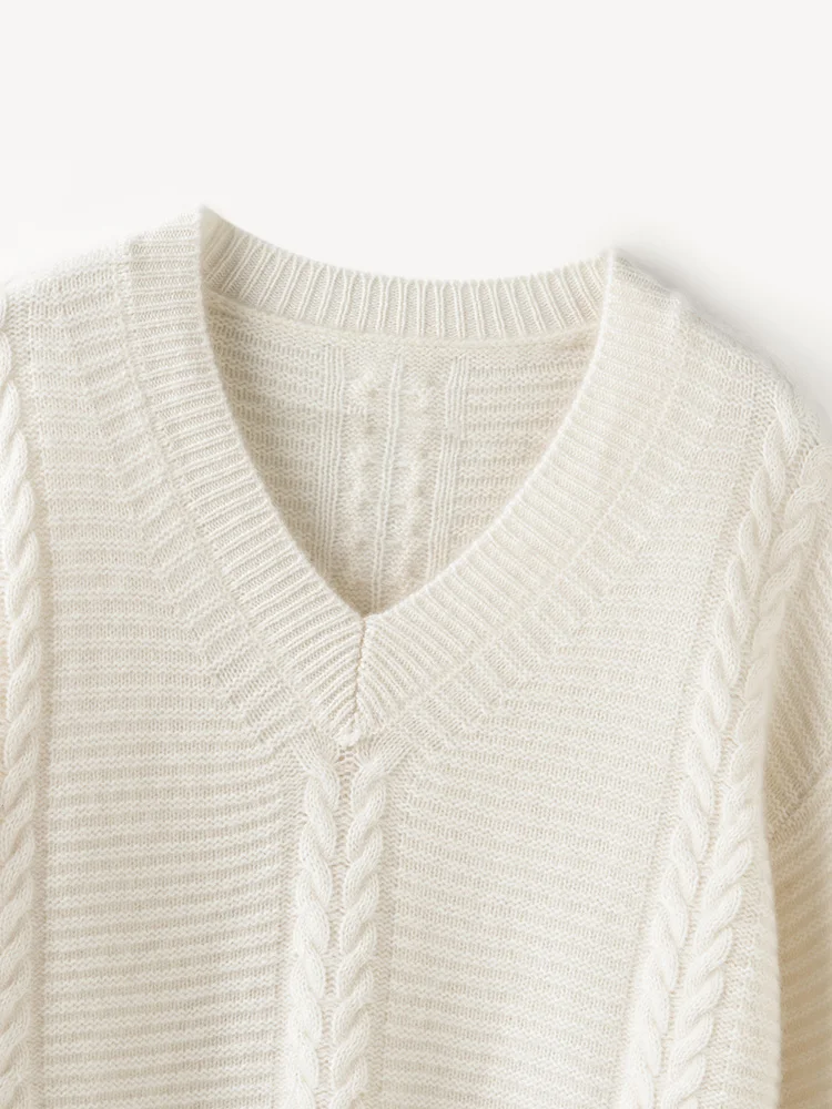 

Новое поступление, женский пуловер с v-образным вырезом, повседневный свободный мягкий теплый свитер с длинными рукавами, трикотаж из 100% мериносовой шерсти, удобные изысканные топы