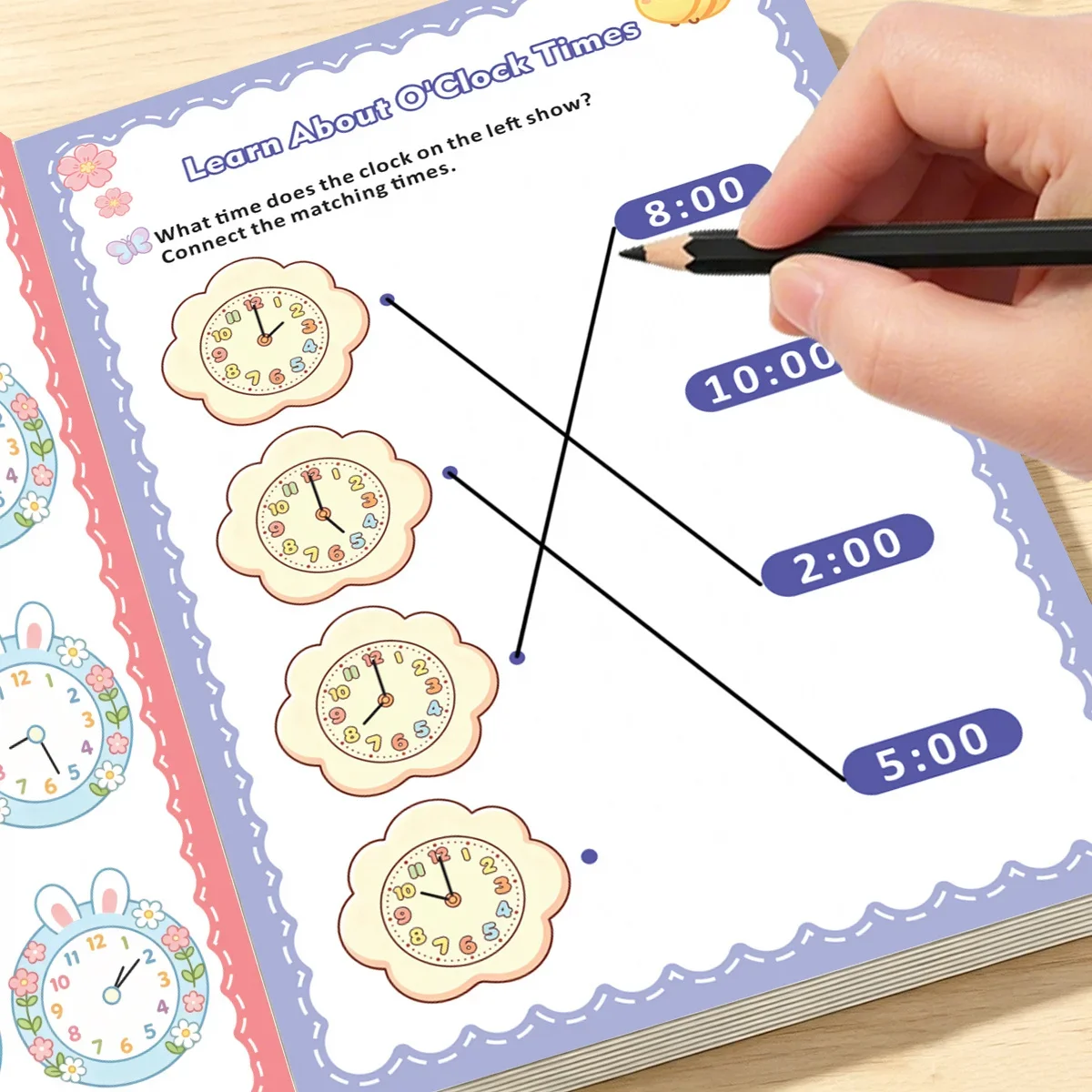 32 Pages Telling Time Workbook for Kids, Learn Clock & Time Recognition, Clock Reading Activity Book