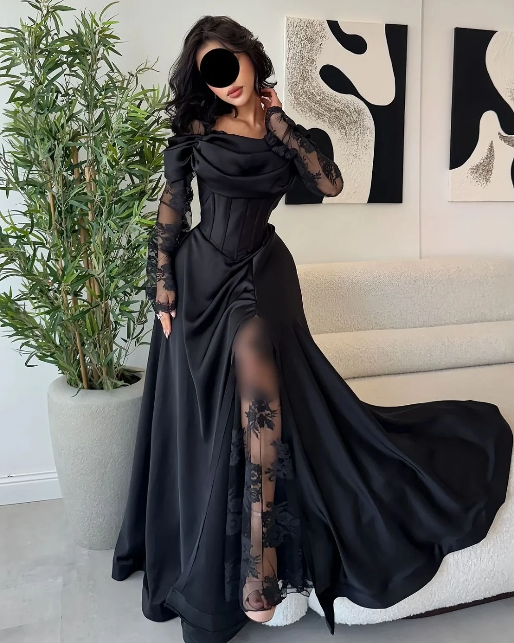 

Customized Modern Style Fashion Pleat Lace A-line Off-the-shoulder Long Dresses Bespoke Occasion Dresses Sizes Available Formal