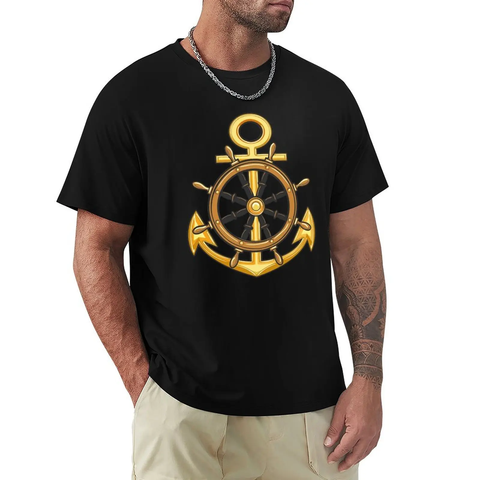 

Custom Nautical Sailor Anchor T Shirt Harajuku Short Sleeve T-shirt 100% Cotton Graphics Tshirt Tops