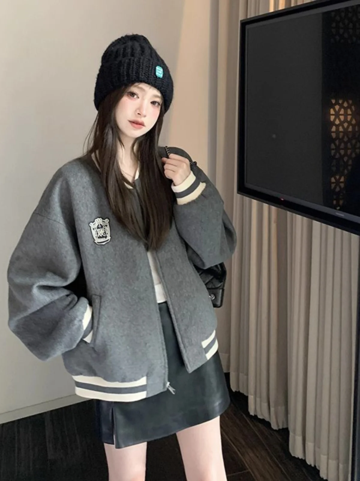 

Американская бейсбольная куртка в стиле ретро, женская весенне-осенняя новинка, маленький размер, топ премиум-класса для колледжа, женская верхняя одежда