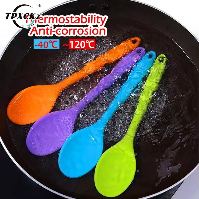 SL For Better Life 1PCS Soft Silicone Spoon Stirring Long Handle Tableware Cooking Utensils Ladle Kitchen Accessories