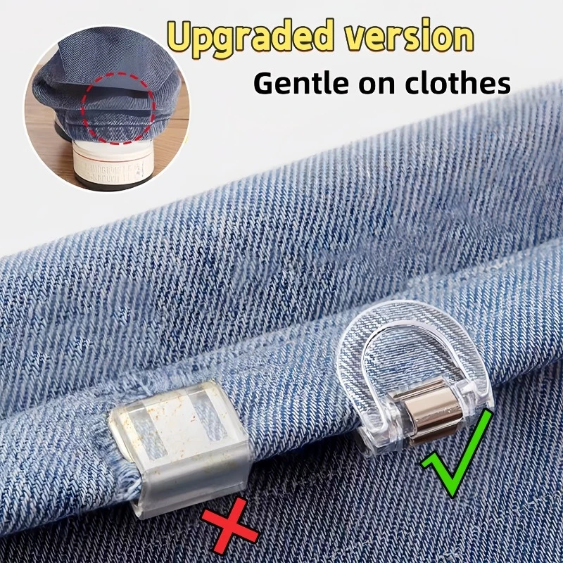 4pcsTransparent Invisible Seamless Pant Leg Clips-Adjustable anti-slip clamp，Suitable for jeans、Wide Leg Pants、Fabric cutting，St view 6