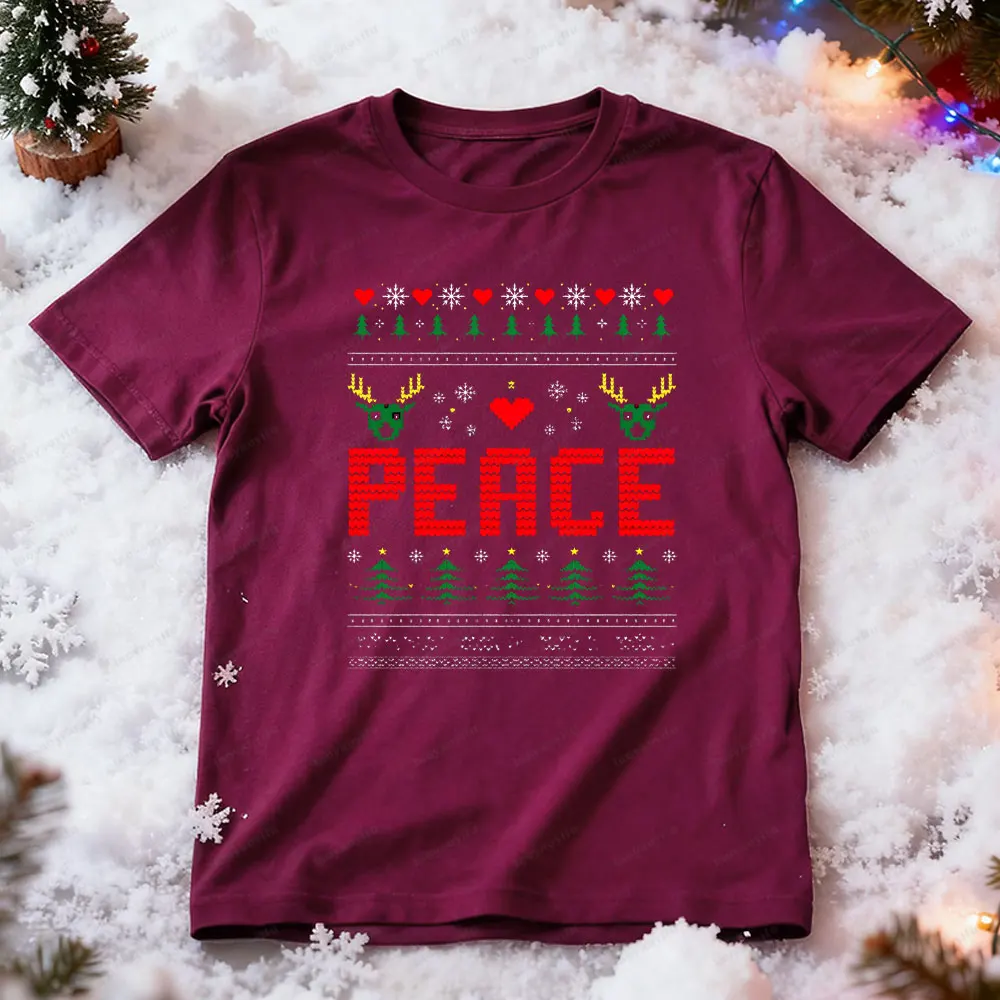 Eu veio na paz casal camisa combinando casais engraçados feio tshirt natal feio adulto humor férias pegajoso natal roupas femininas