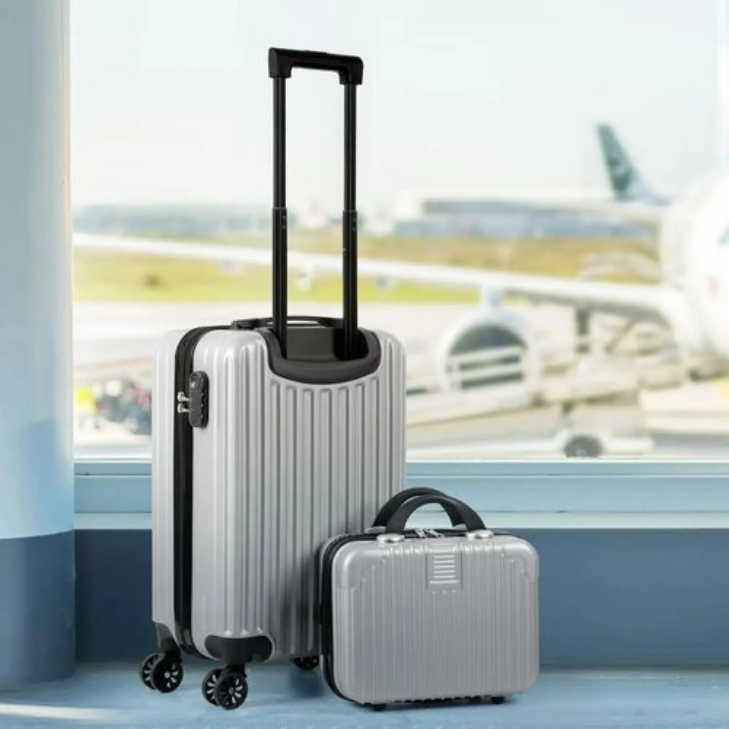

TSA Lock 2-Piece Luggage Set 20"+14" Expand Hardshell 360° Spinner Wheels Lightweight Nesting Suitcases
