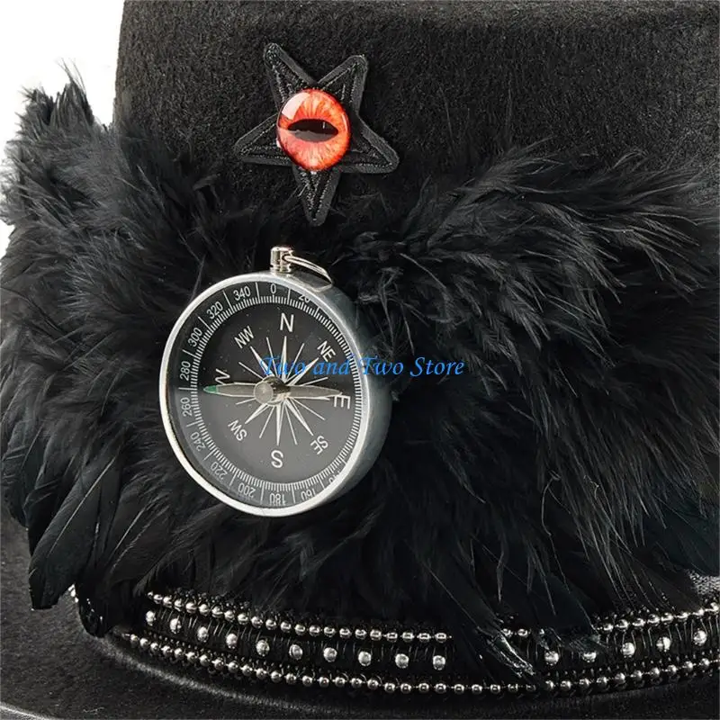 HX6F Gotycka czapka ze skrzydlatymi piórami Steampunk Design Trwałe gotyckie skrzydło Coser na imprezę Cosplay