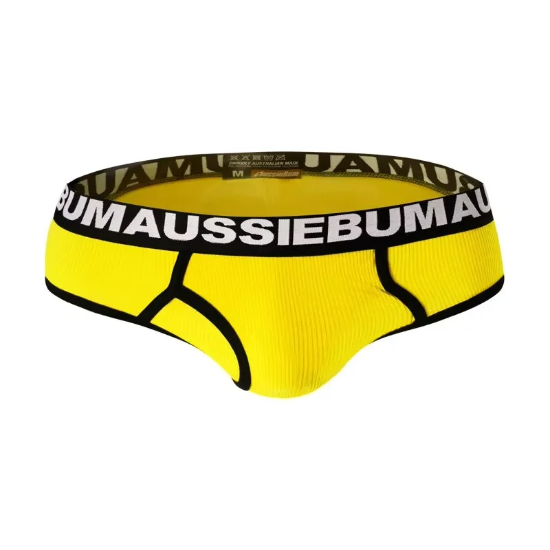 Ausssiebum men's thread colored briefs low waist comfortable breathable sexy briefs wholesale