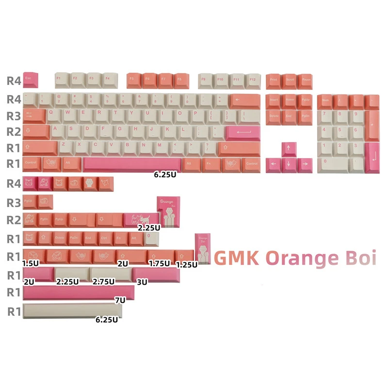 

140 Keys/set GMK Orange Boi Keycaps PBT Dye Subbed Key Caps Cherry Profile For Keychron Q1 Q2 K2 65% 75% Anne GH60 GK64 Poker