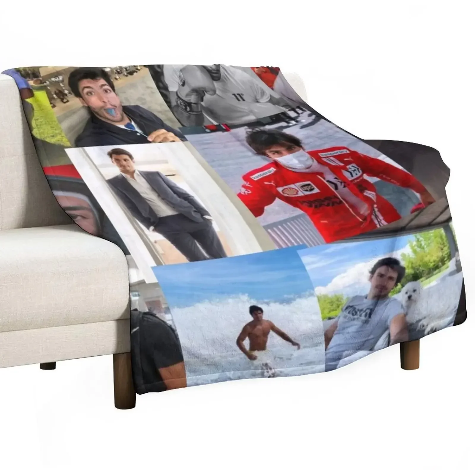 Carlos Sainz jr collage Throw Blanket Soft Beds For Sofa Thin anime Blankets