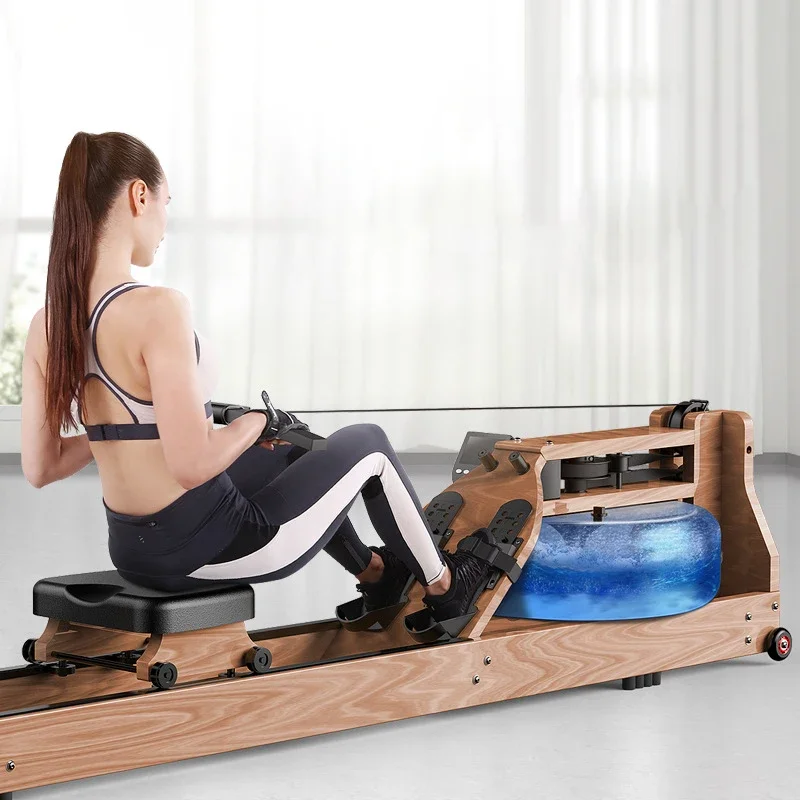 Factory wholesale Fold Wooden Style Water Rowing Machine Cardio Exercise Training Fitness row erg Equipment Rower Machine