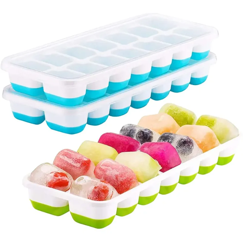 

14Grid Silicone Ice Cube Mold Tray Iceball Maker Bucket with Lid Popsicle Ice Mold Silicone for Kitchen Beer Juice Freezer Mould