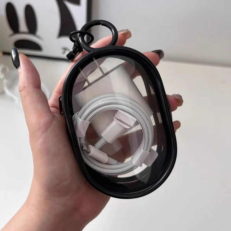 Nieuwe PVC Transparante Zakken Oplaadkabel Organizer Draagbare Datakabel Oortelefoon Muntlader Opbergtas Rits Tas met Haak