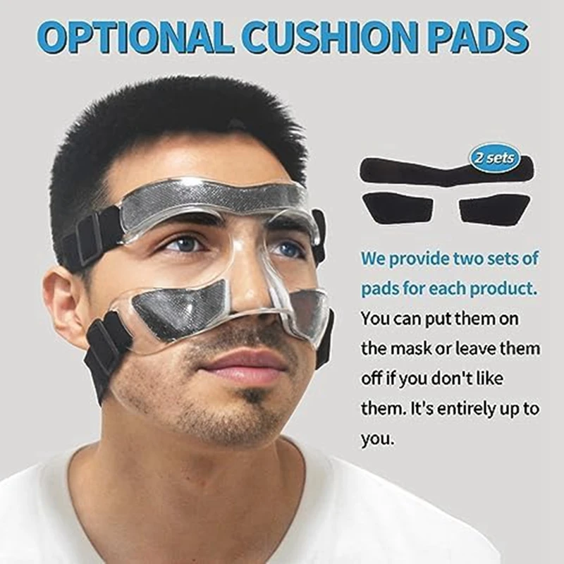 Nose Shield, Suitable For Broken Noses, Mask With Padding, Adjustable, Breathable, Transparent, Suitable For Basketball Durable