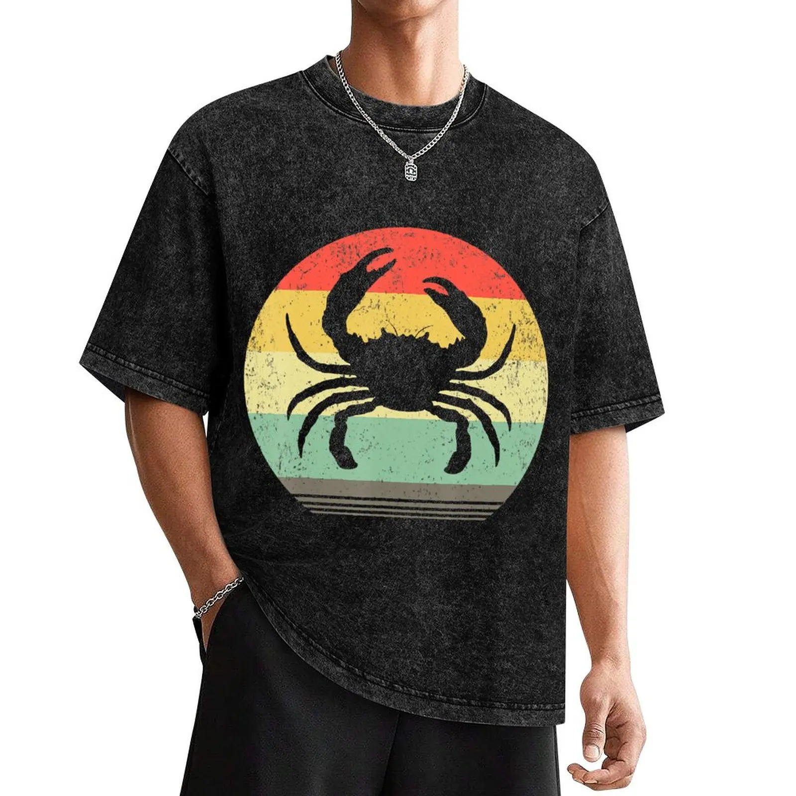 

Retro Vintage CrabFunny Crab Lovers Sea Gift T-Shirt Short sleeve tee korean fashion shirts graphic tee Men's cotton t-shirt