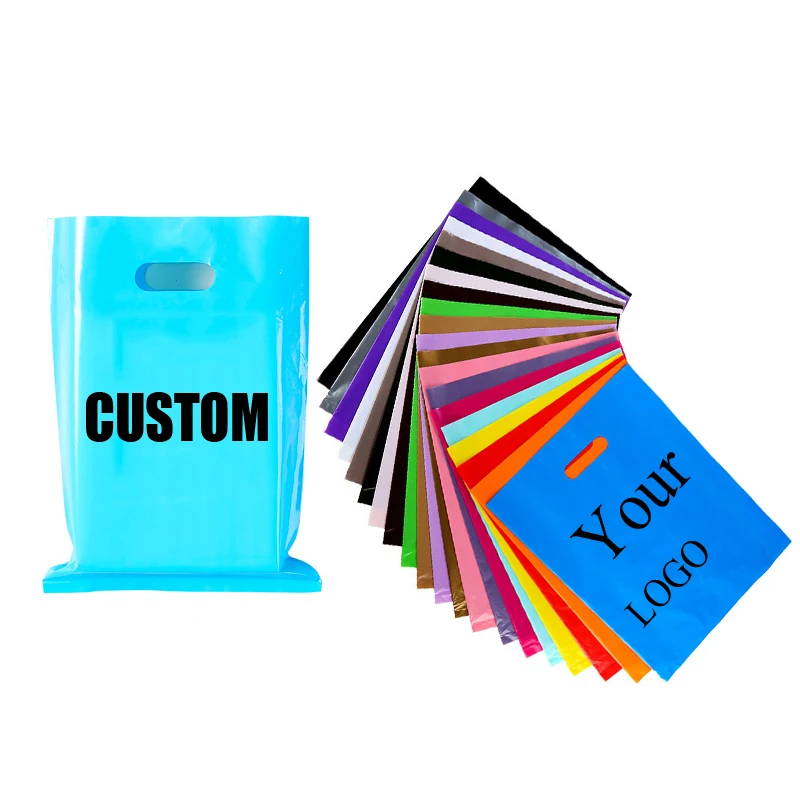 50/100pcs Customized Plastic Bag For Gift Shopping Poly Pack Bag Custom LOGO Business Handle Bags(Printing Fee Is Not Included)