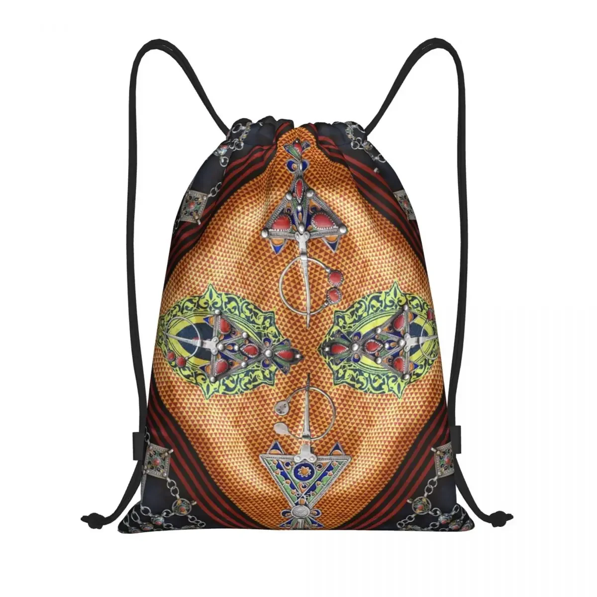 Kabyle Algerie Jewelery Dress Drawstring Backpack Women Men Sport Gym Sackpack Portable Tamazight Shopping Bag Sack