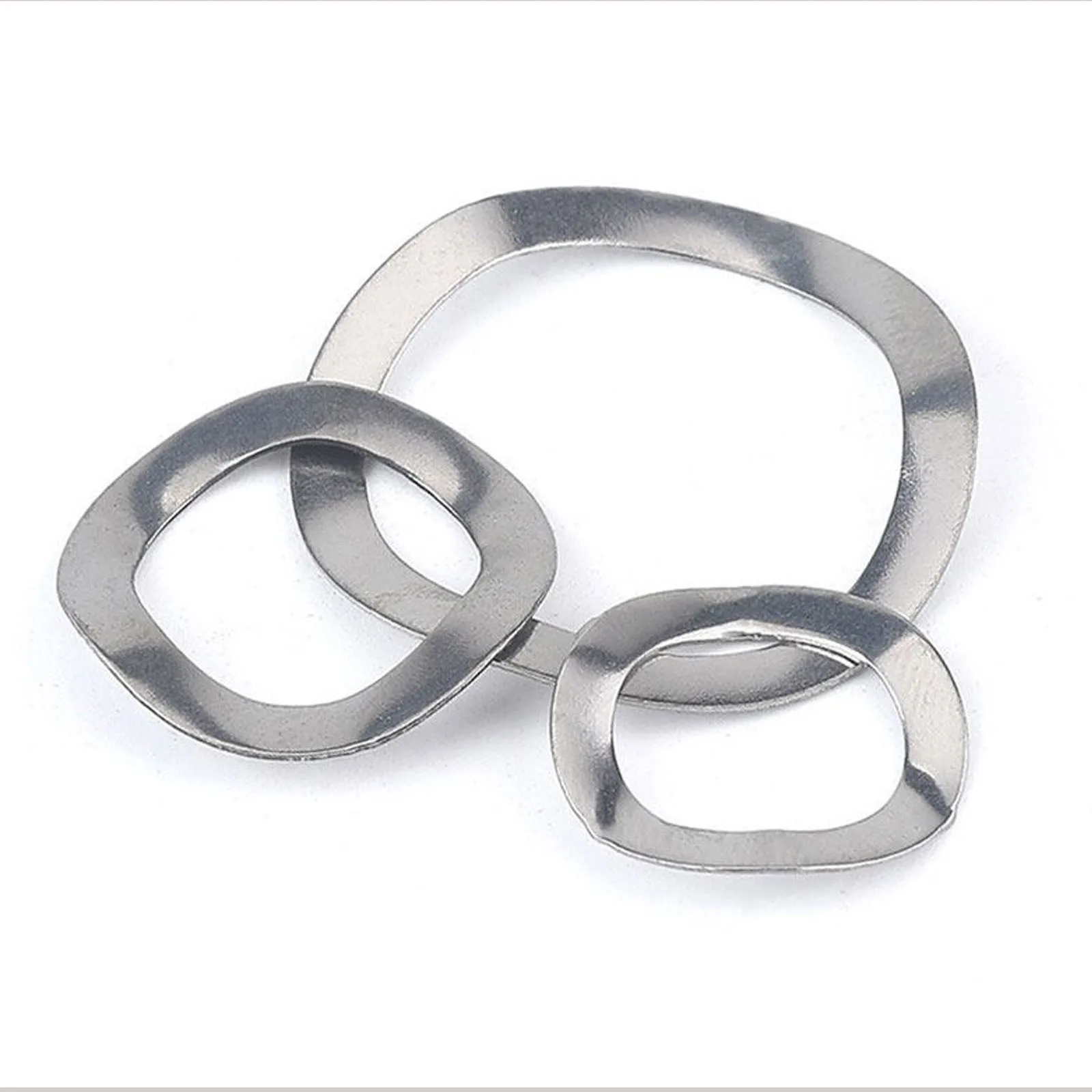 50pcs 304 Stainless Steel Three Wave Crest Washer Wave Spring Gasket Wave Elastic Shim Anti-loosening Shock Absorption Gasket