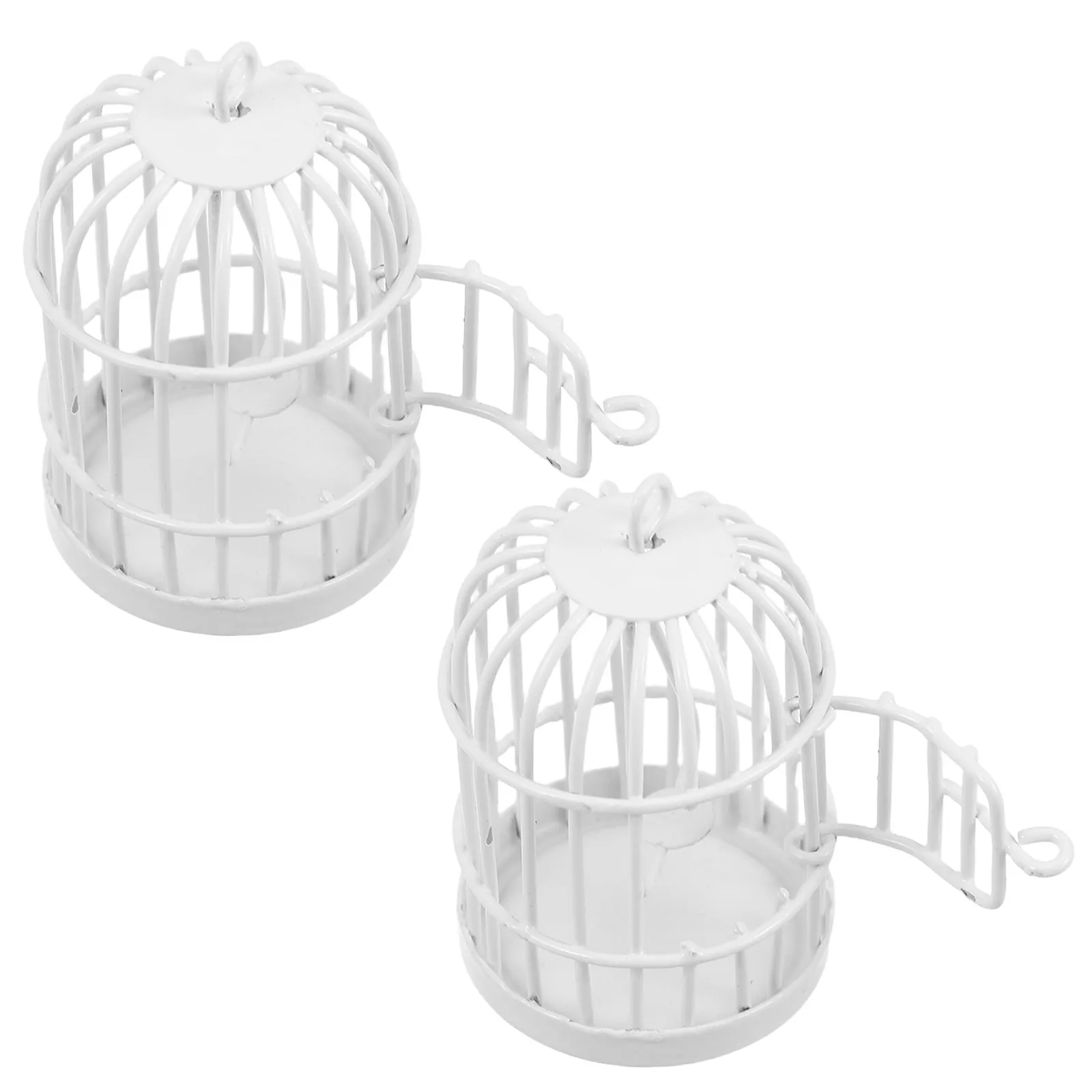 

2Pcs Miniature Metal Birdcage Ornament Hinged Door Vintage Style Hanging Bird Cage Decor for Dollhouse Fairy Garden Home
