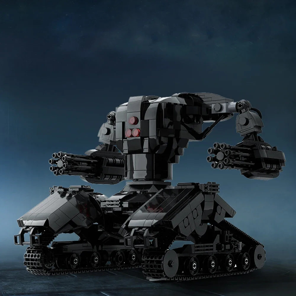 

Gobricks MOC военный механический танк Huntered Killered X1, набор строительных блоков для робота, военные боевики, оружие, образовательные кирпичные игрушки, подарок для детей
